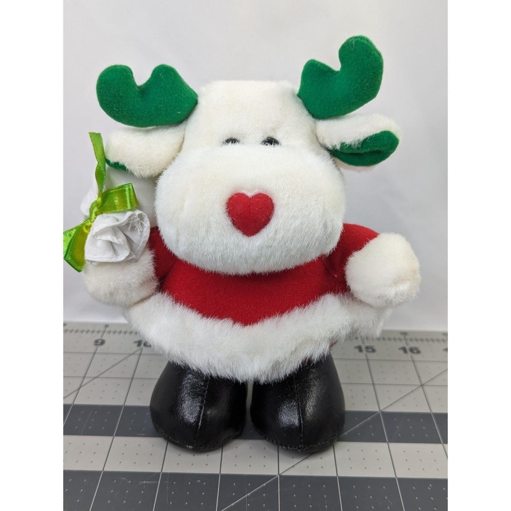 Soft Dreams Christmas Moose Reindeer Plush 7 Inch Santa Gift Bag Stuffed Animal
